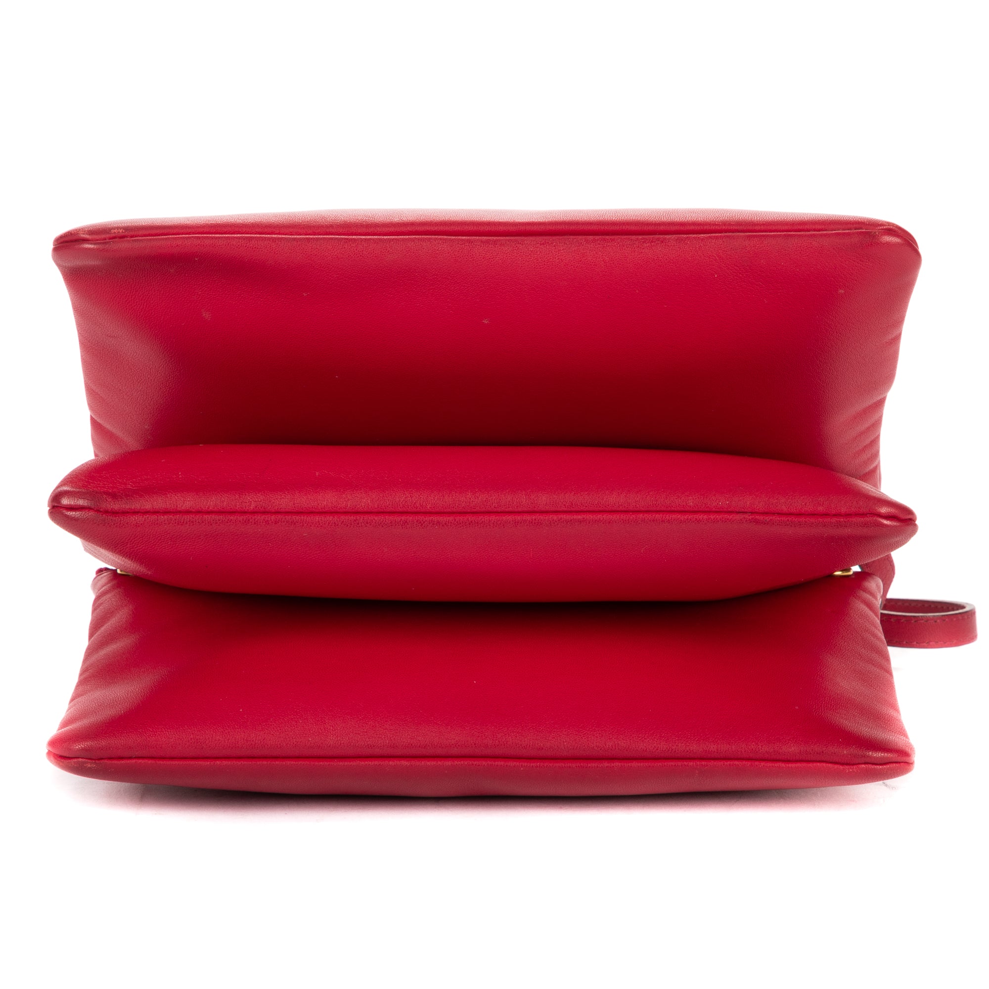 Shoulder Bag Trio crossbody Red Lambskin Leather