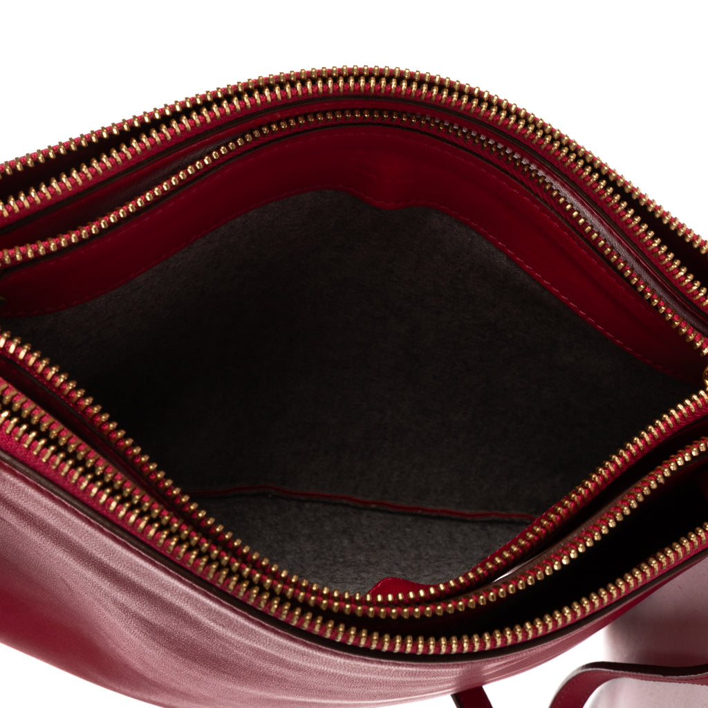 Shoulder Bag Trio crossbody Red Lambskin Leather