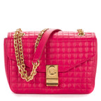 Shoulder Bag C Flap Crossbody Pink Quilted Leather