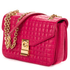 Shoulder Bag C Flap Crossbody Pink Quilted Leather