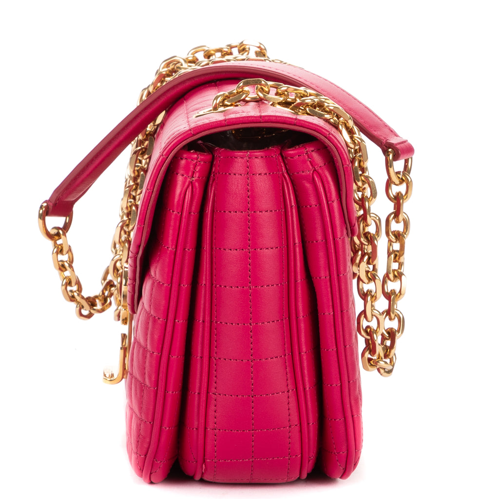 Shoulder Bag C Flap Crossbody Pink Quilted Leather