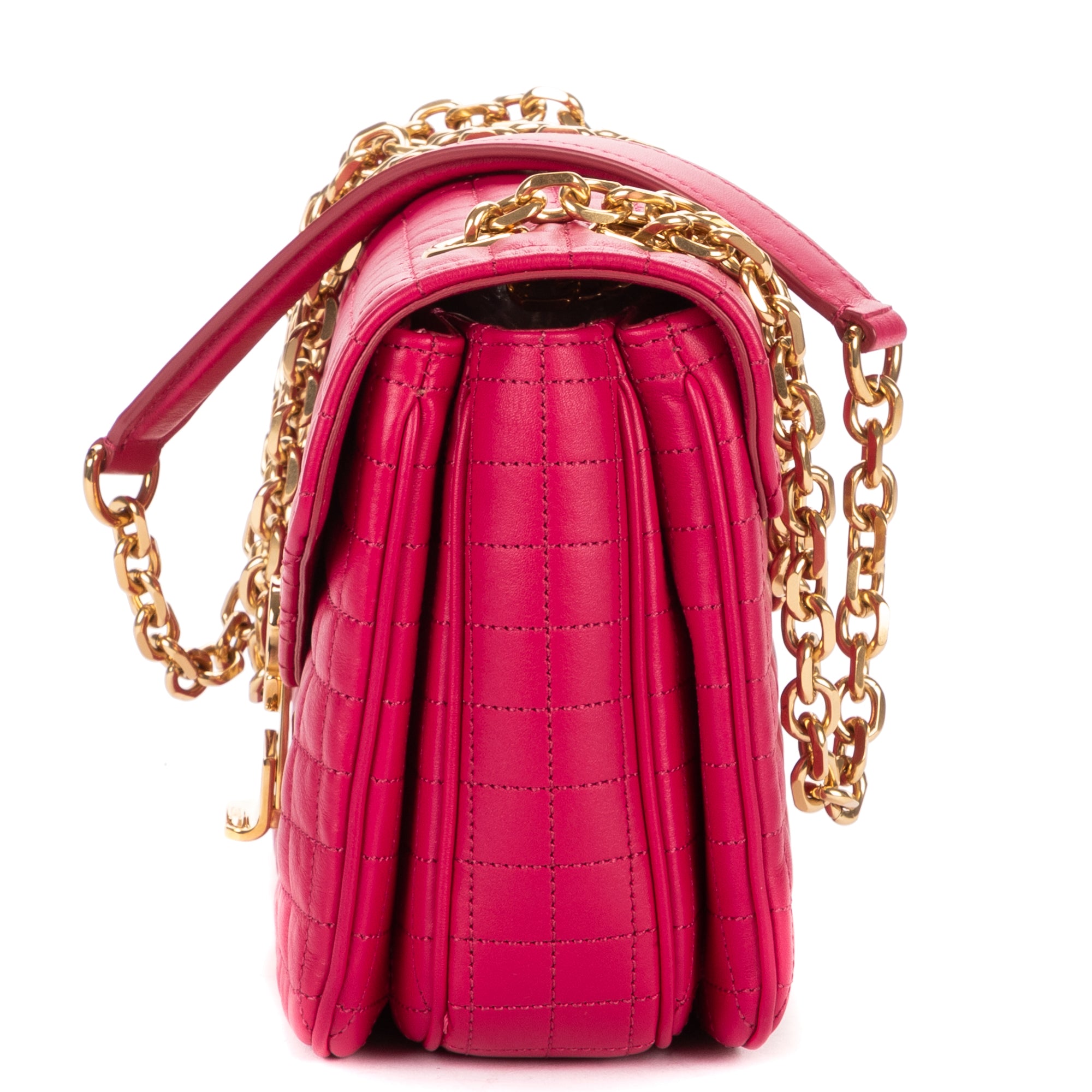 Shoulder Bag C Flap Crossbody Pink Quilted Leather