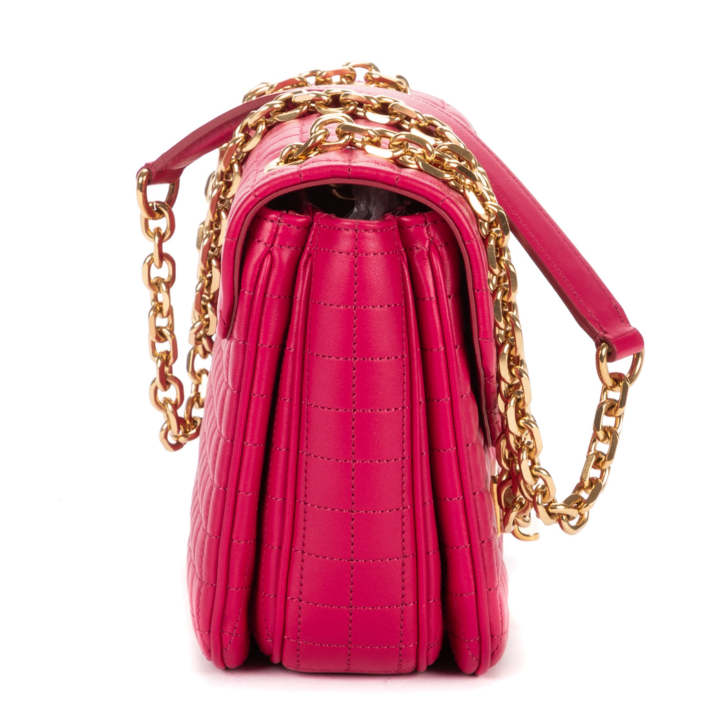 Shoulder Bag C Flap Crossbody Pink Quilted Leather