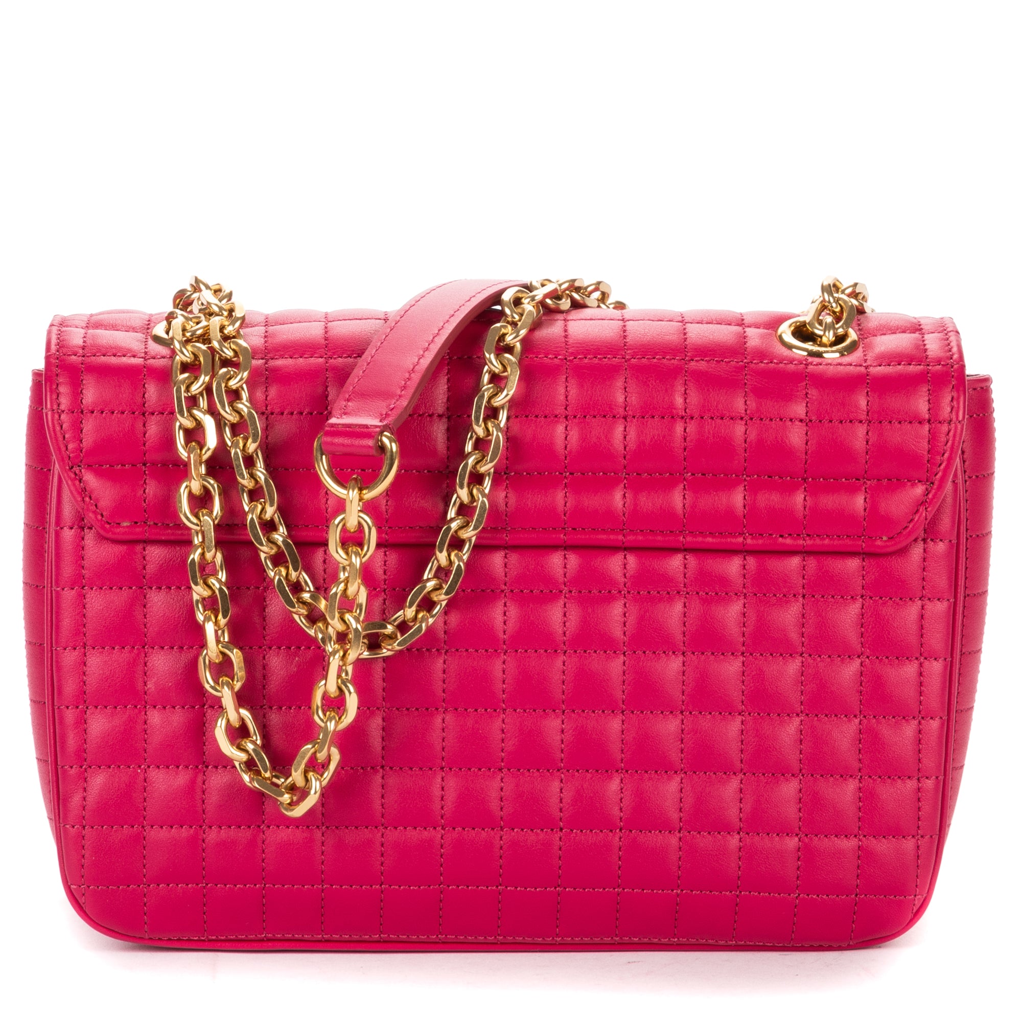 Shoulder Bag C Flap Crossbody Pink Quilted Leather
