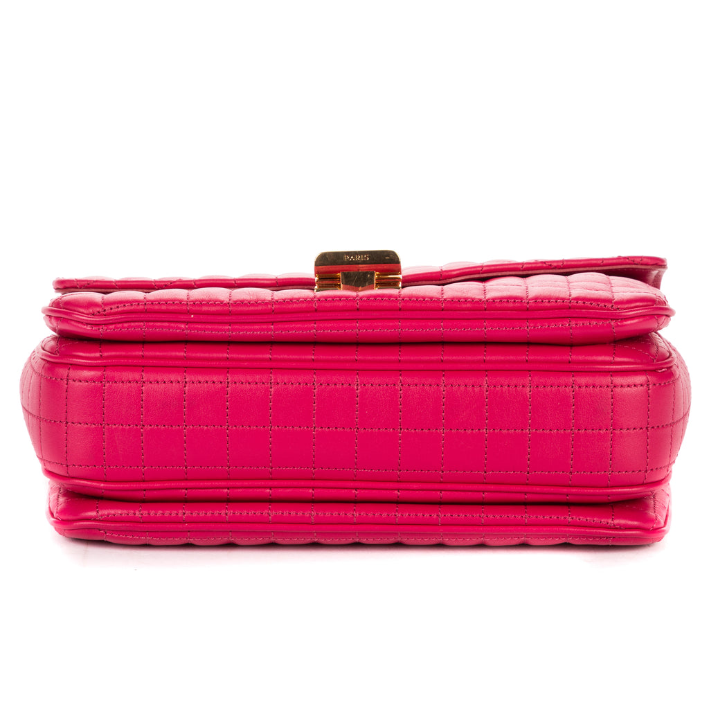 Shoulder Bag C Flap Crossbody Pink Quilted Leather