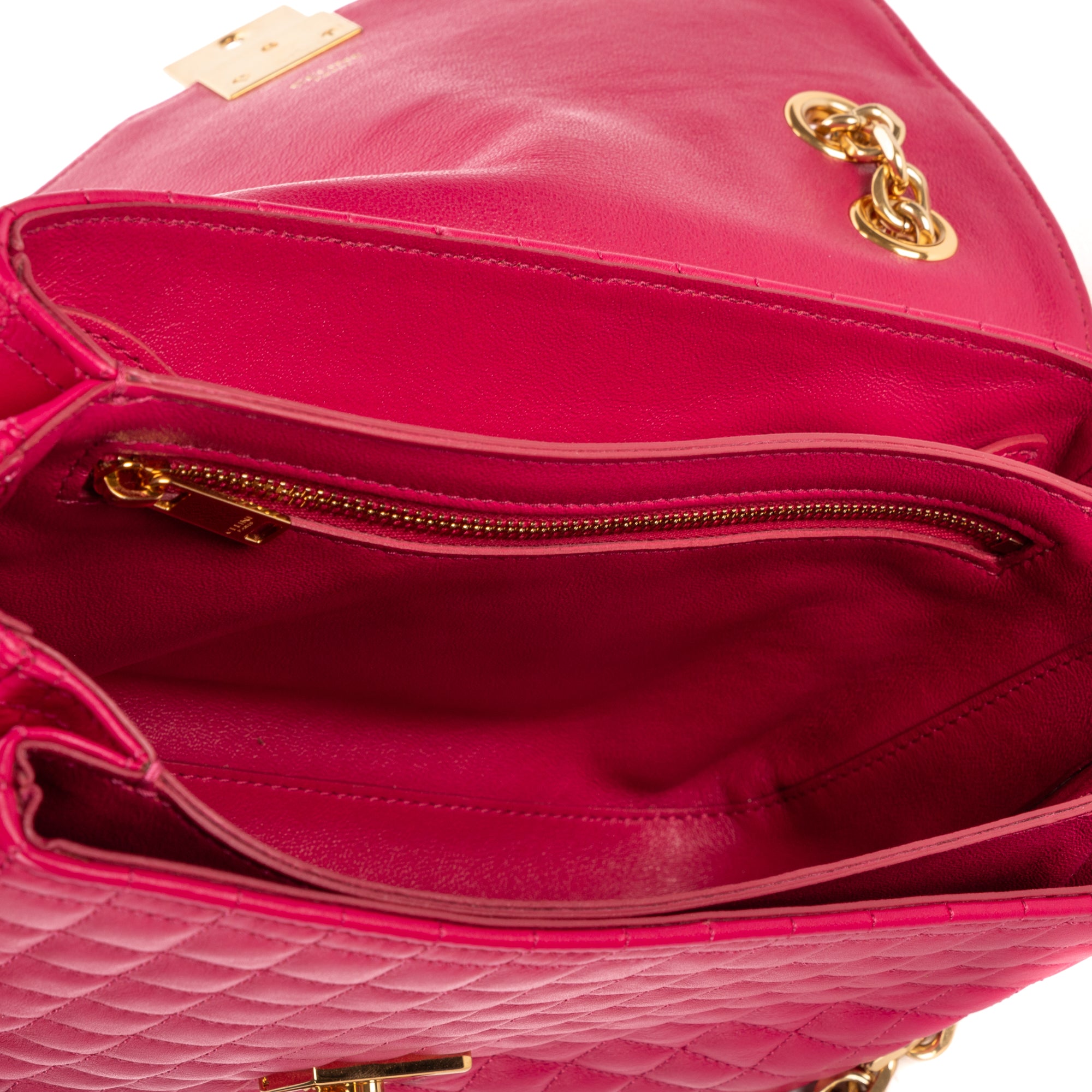 Bolso de hombro C con solapa cruzado de cuero acolchado rosa
