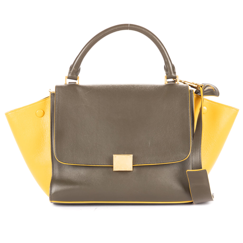 Shoulder Bag Trapeze Small Khaki Calfskin Leather