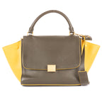 Shoulder Bag Trapeze Small Khaki Calfskin Leather
