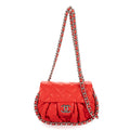 Shoulder Bag Chain Around Flap Small Red Quilted Lambskin Leather