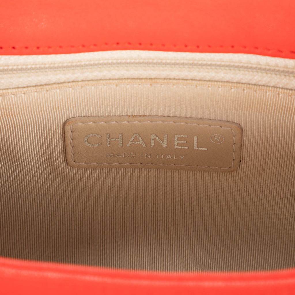 Shoulder Bag Chain Around Flap Small Red Quilted Lambskin Leather