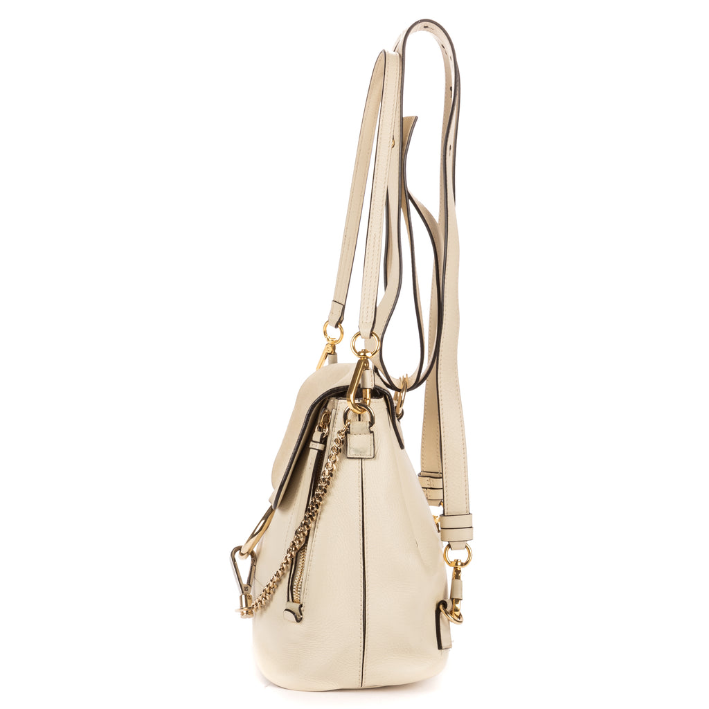Backpack Faye Small Ivory Pebbled Calfskin Leather