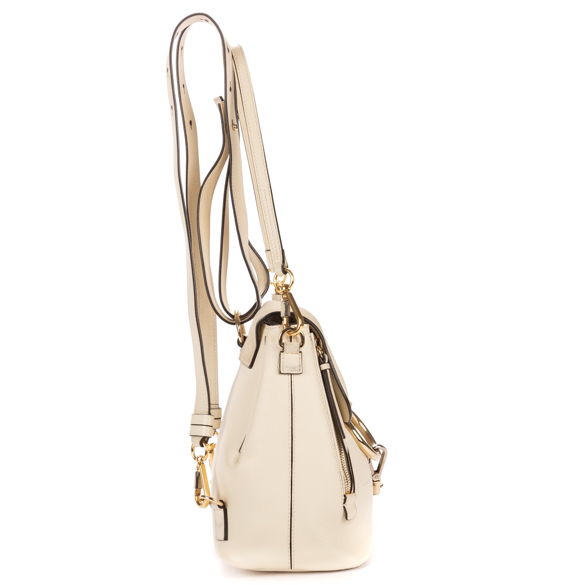 Backpack Faye Small Ivory Pebbled Calfskin Leather