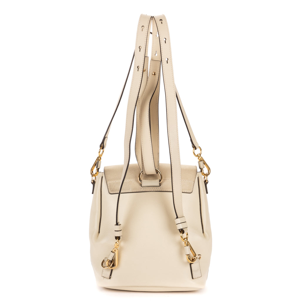 Backpack Faye Small Ivory Pebbled Calfskin Leather