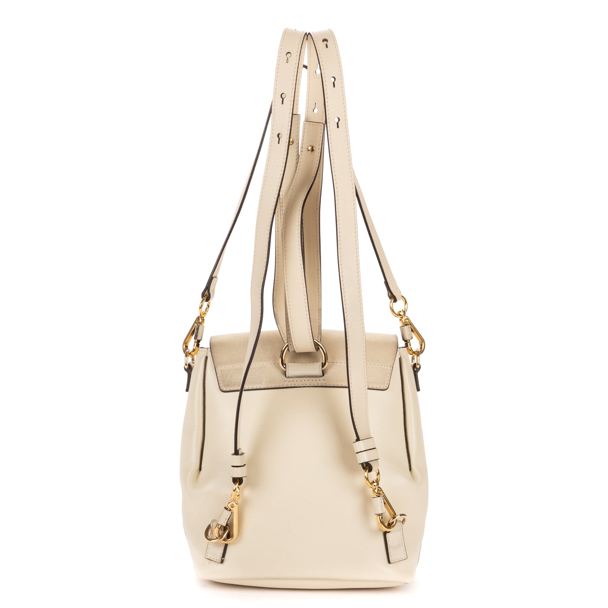 Backpack Faye Small Ivory Pebbled Calfskin Leather