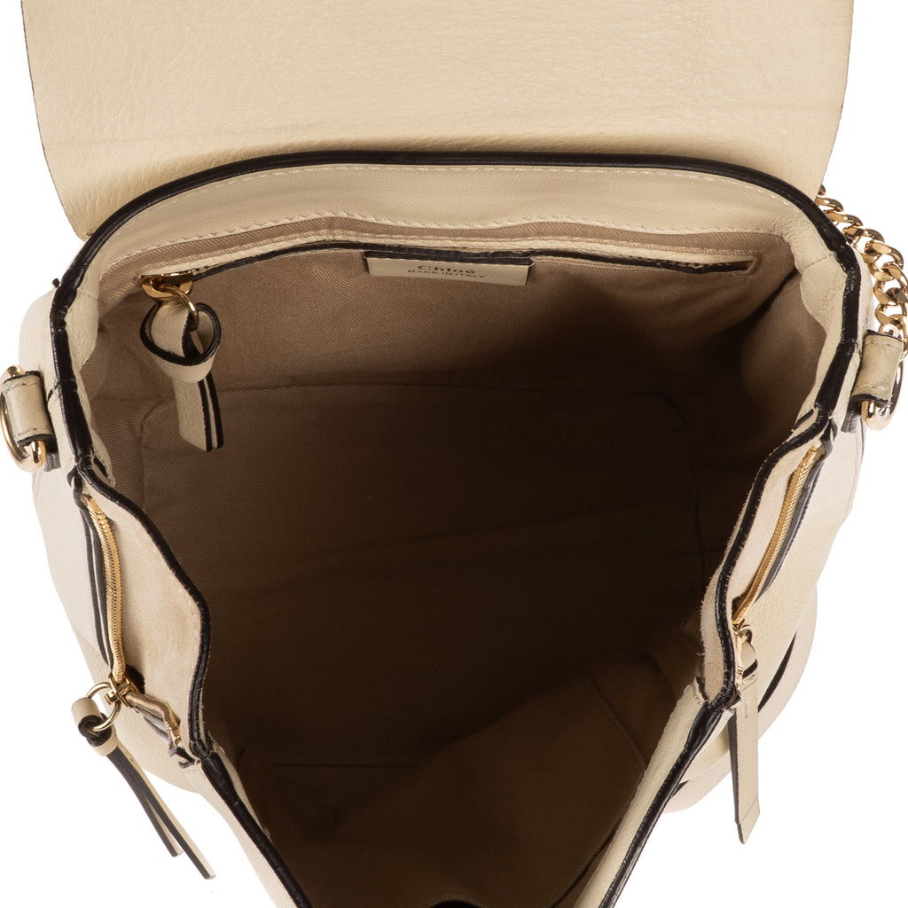Backpack Faye Small Ivory Pebbled Calfskin Leather