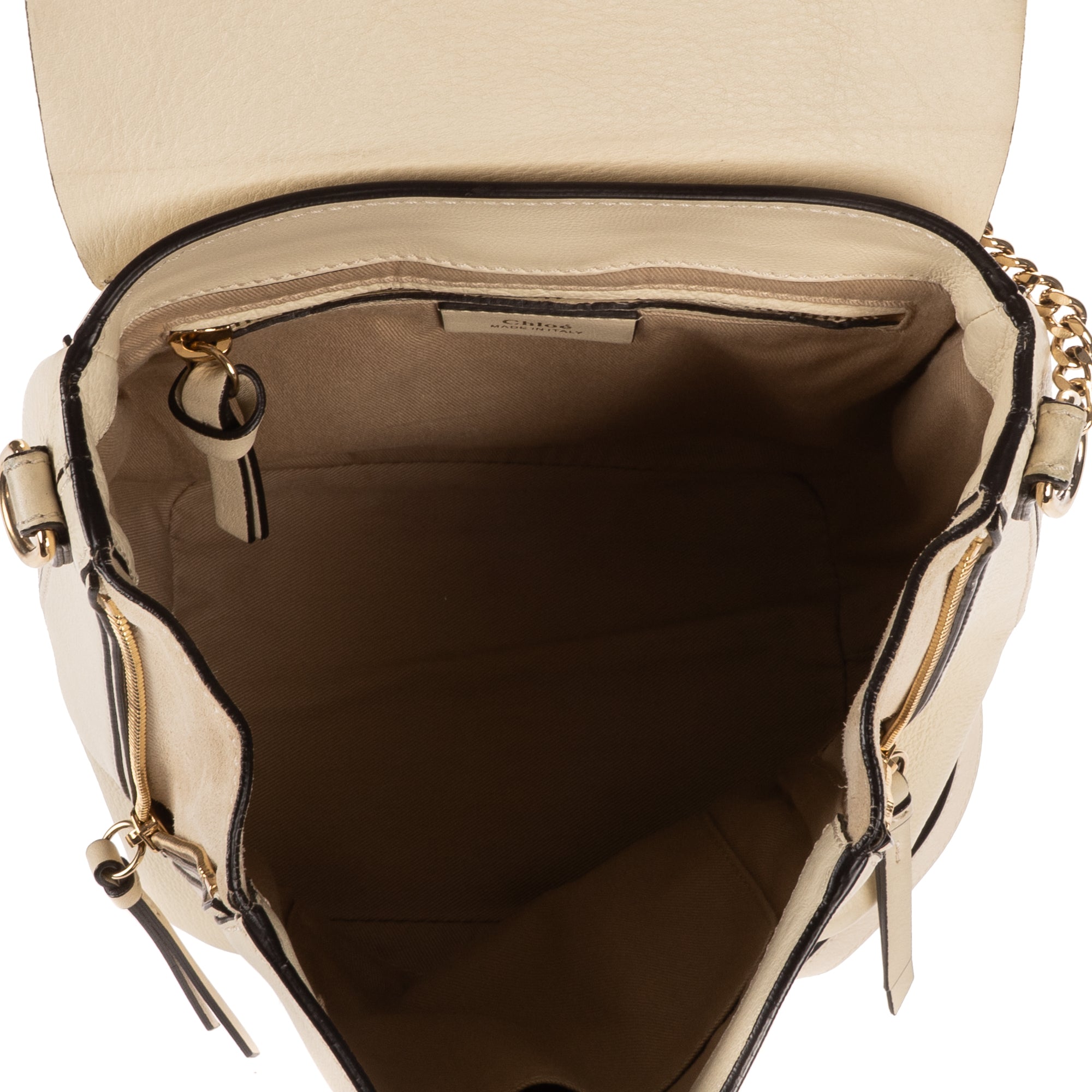Backpack Faye Small Ivory Pebbled Calfskin Leather