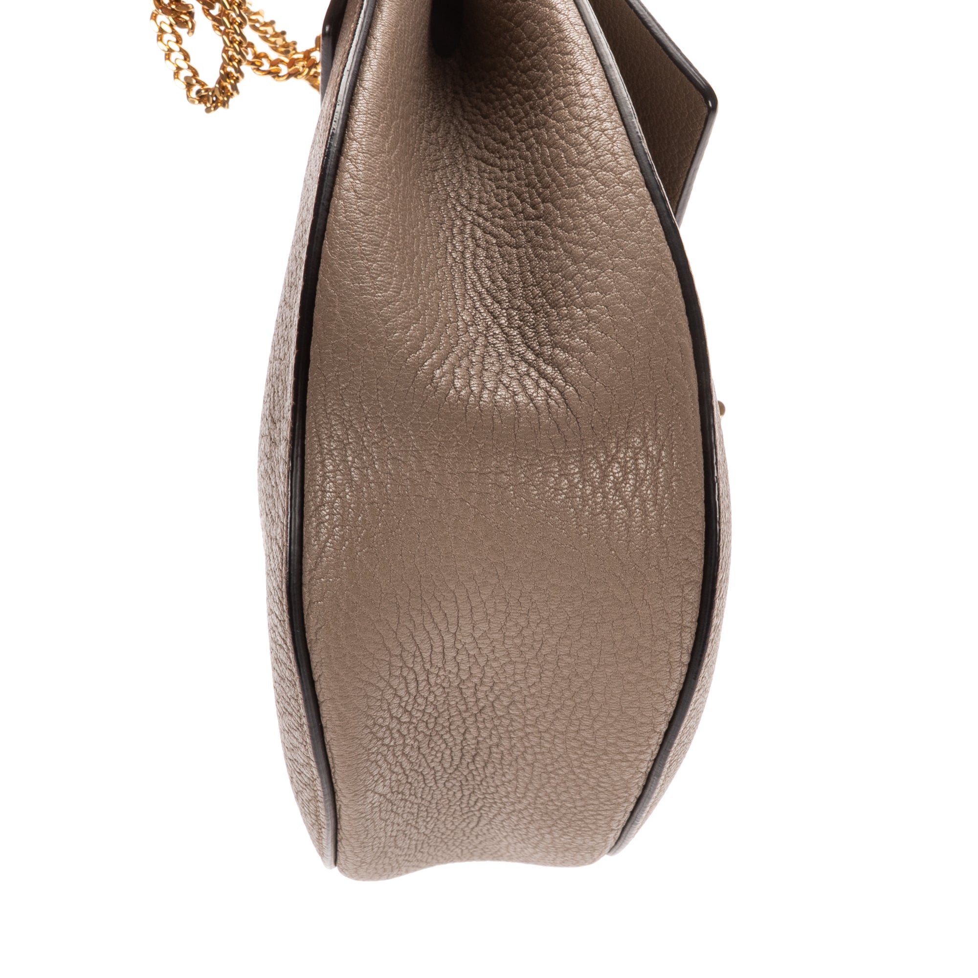 Shoulder Bag Drew Small Grey Grained Calfskin Leather
