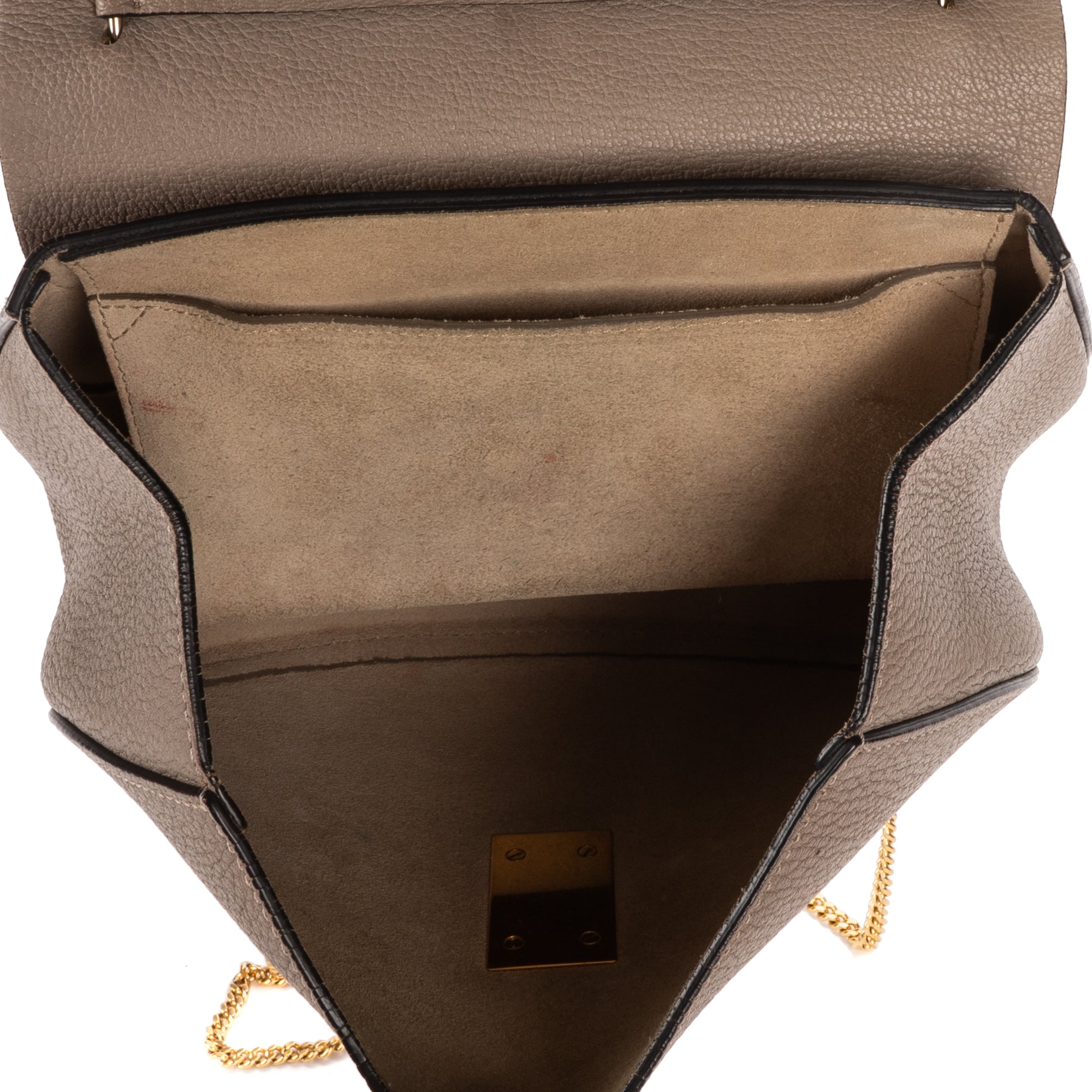 Shoulder Bag Drew Small Grey Grained Calfskin Leather