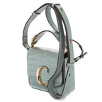 Shoulder Bag Mini C Crossbody Light Blue Crocodoile Embossed Calfskin Leather