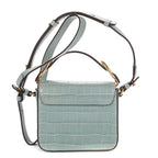Shoulder Bag Mini C Crossbody Light Blue Crocodoile Embossed Calfskin Leather