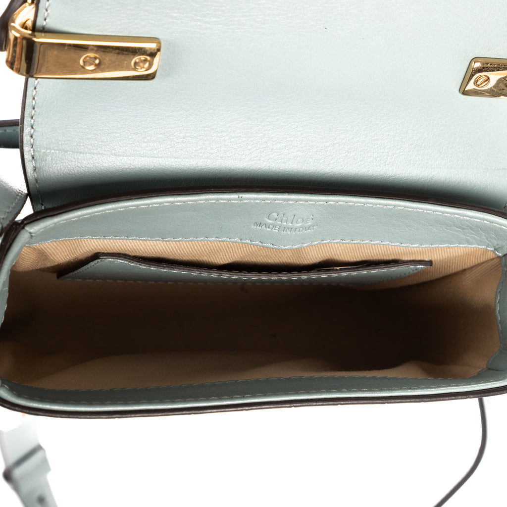 Shoulder Bag Mini C Crossbody Light Blue Crocodoile Embossed Calfskin Leather