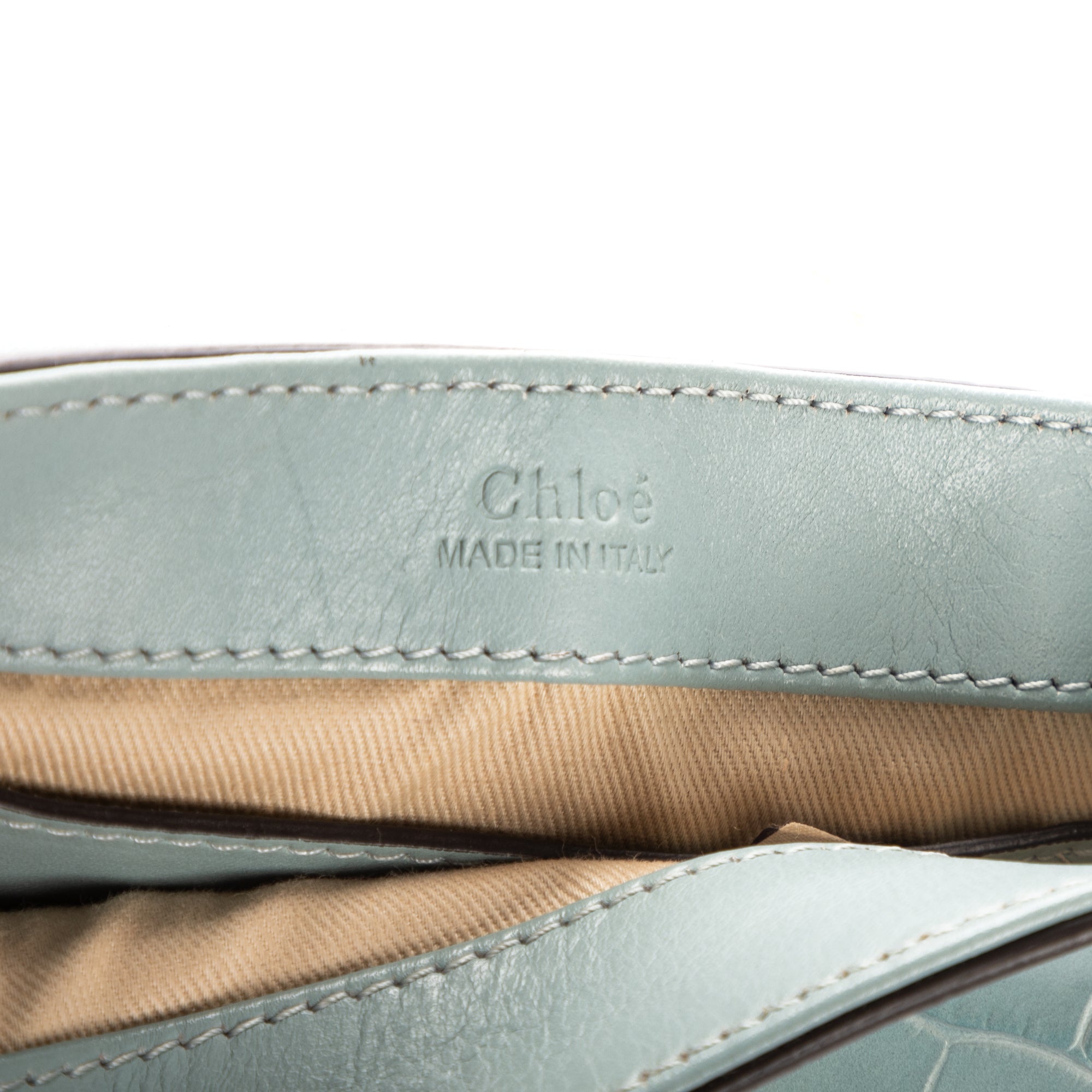 Shoulder Bag Mini C Crossbody Light Blue Crocodoile Embossed Calfskin Leather