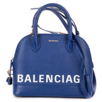 Shoulder Bag Ville Top Handle Small Blue Grained Calf Leather