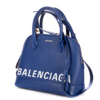 Shoulder Bag Ville Top Handle Small Blue Grained Calf Leather