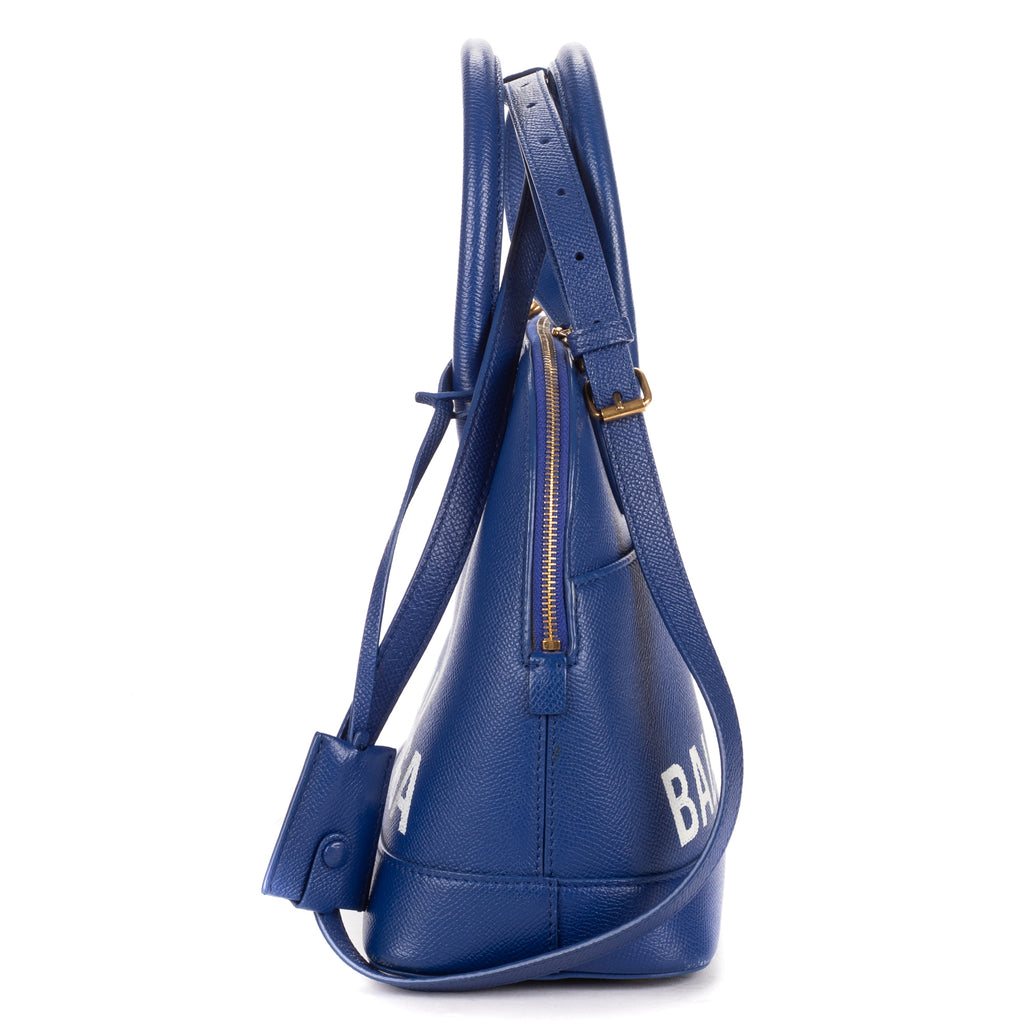 Shoulder Bag Ville Top Handle Small Blue Grained Calf Leather