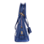 Shoulder Bag Ville Top Handle Small Blue Grained Calf Leather