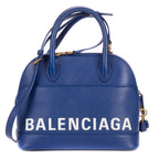 Shoulder Bag Ville Top Handle Small Blue Grained Calf Leather