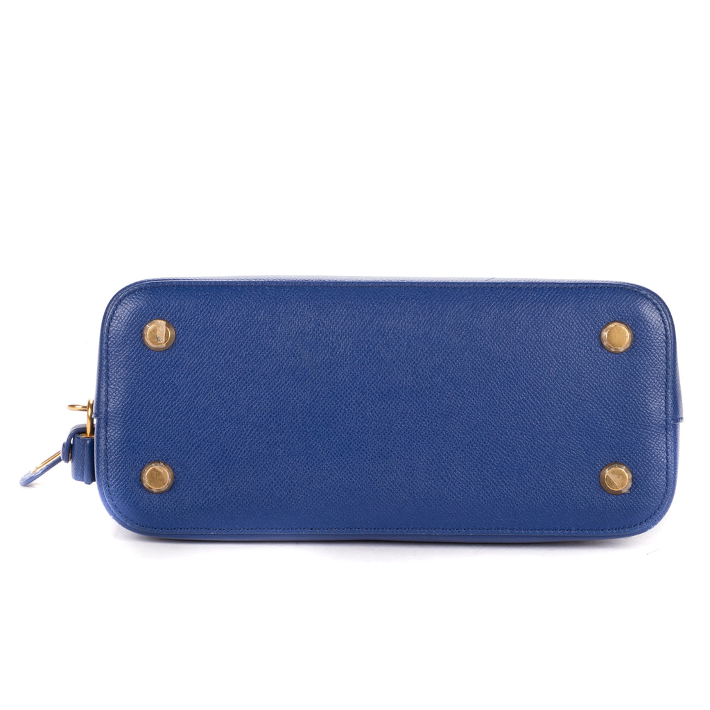 Shoulder Bag Ville Top Handle Small Blue Grained Calf Leather