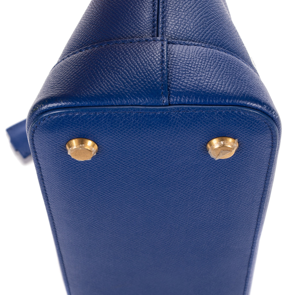 Shoulder Bag Ville Top Handle Small Blue Grained Calf Leather