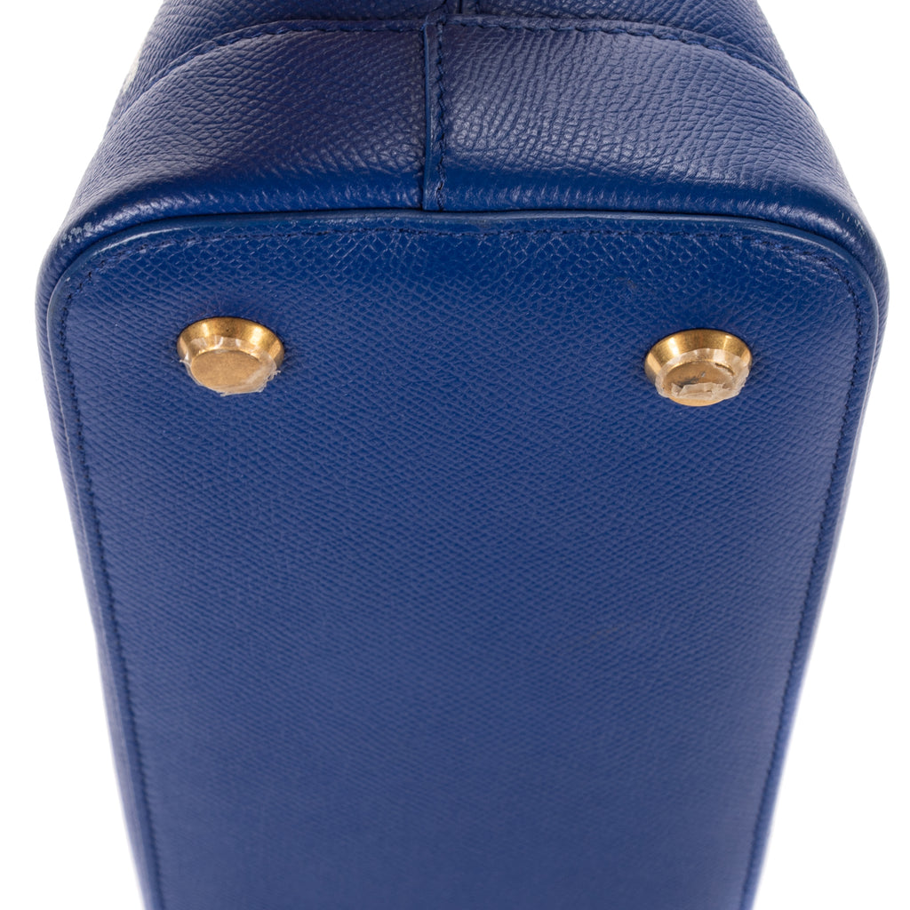 Shoulder Bag Ville Top Handle Small Blue Grained Calf Leather