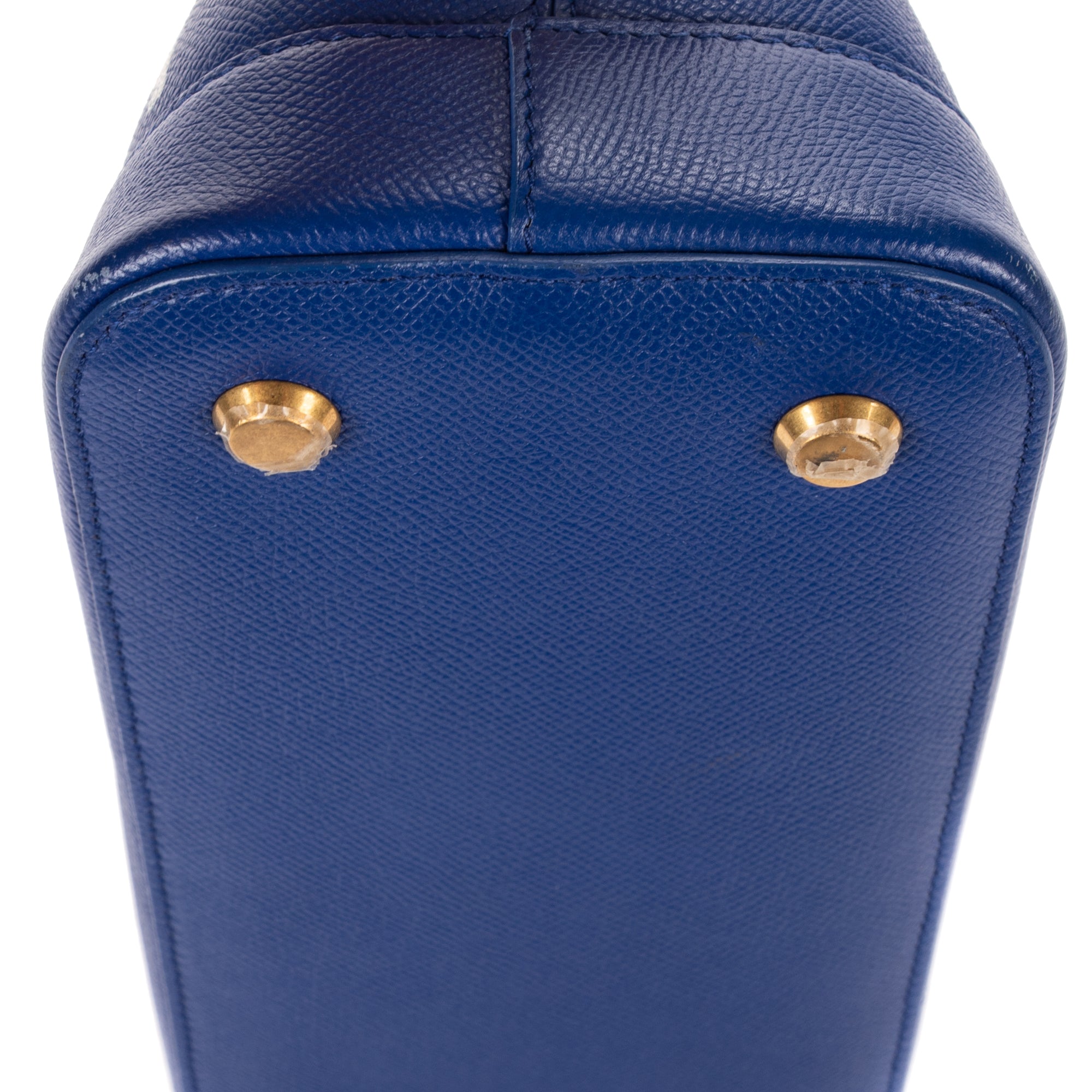 Shoulder Bag Ville Top Handle Small Blue Grained Calf Leather