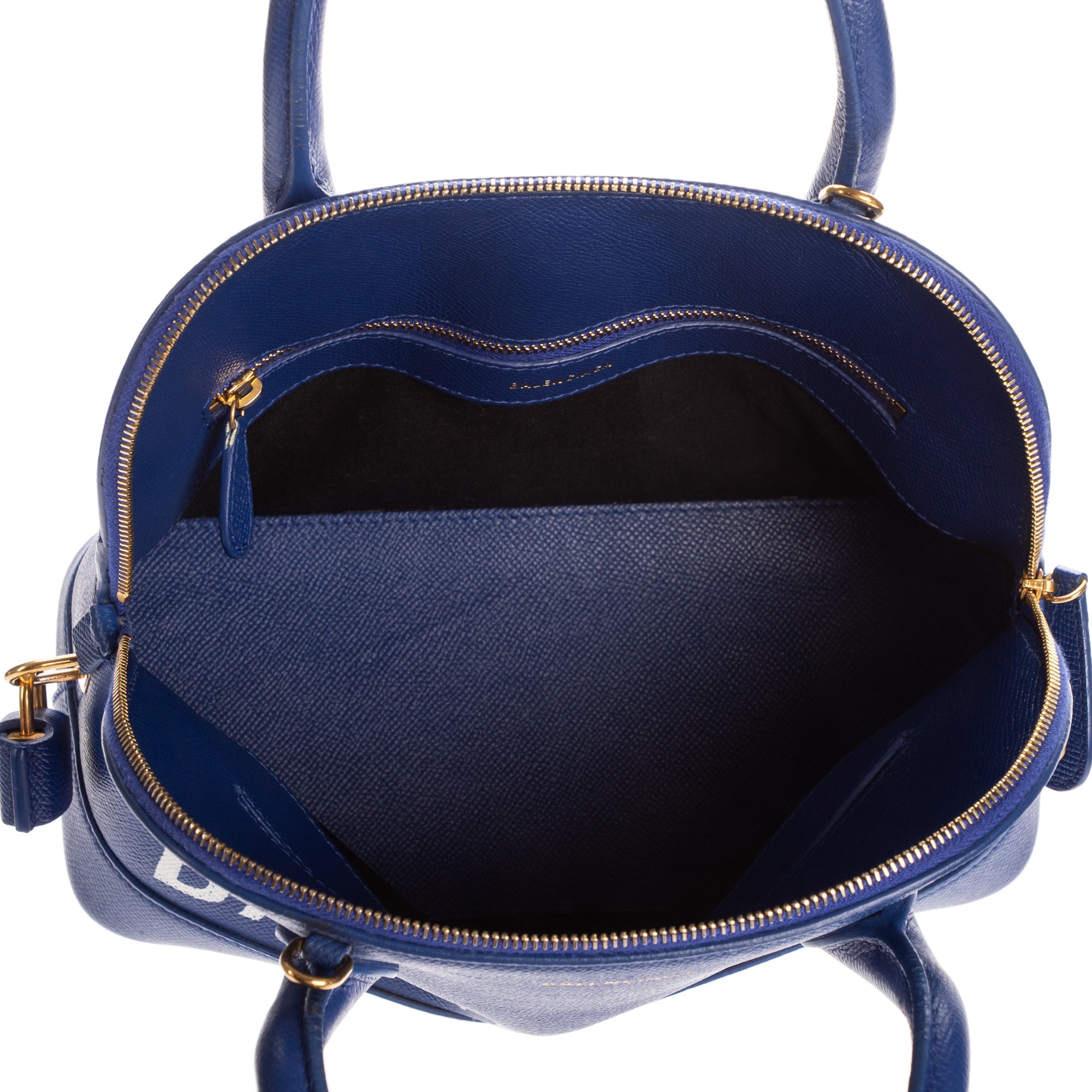Shoulder Bag Ville Top Handle Small Blue Grained Calf Leather