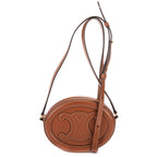 Shoulder Bag Cuir Triomphe Oval Purse Brown Calfskin Leather