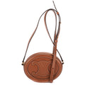 Shoulder Bag Cuir Triomphe Oval Purse Brown Calfskin Leather