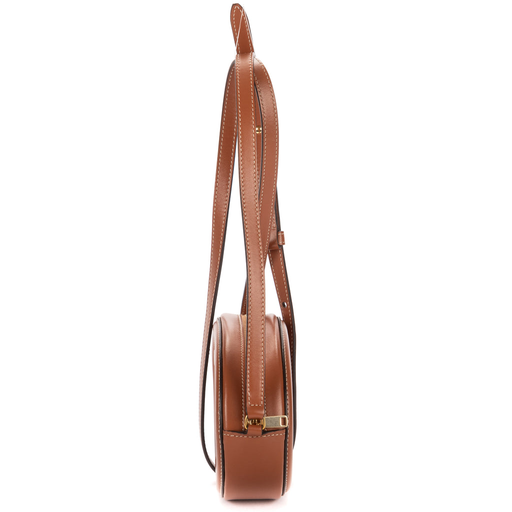 Shoulder Bag Cuir Triomphe Oval Purse Brown Calfskin Leather