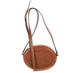 Shoulder Bag Cuir Triomphe Oval Purse Brown Calfskin Leather