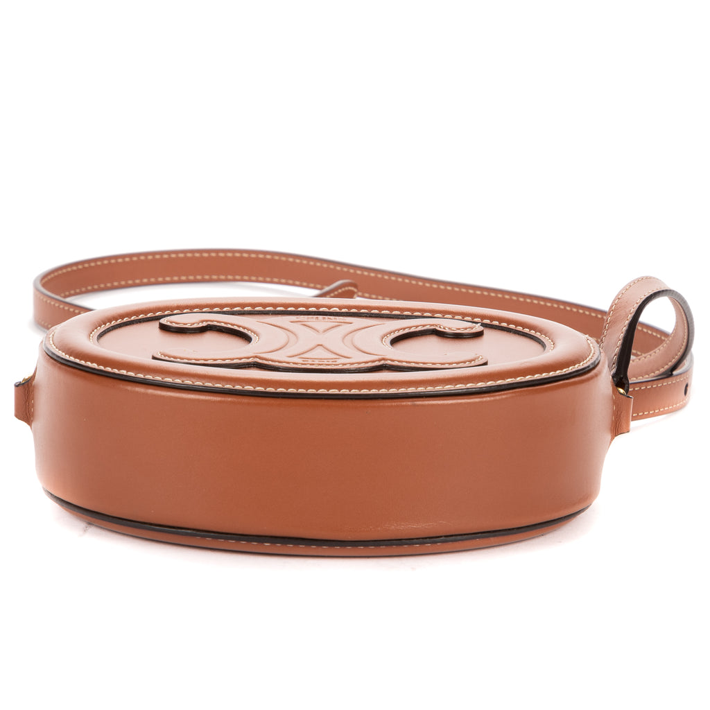 Shoulder Bag Cuir Triomphe Oval Purse Brown Calfskin Leather