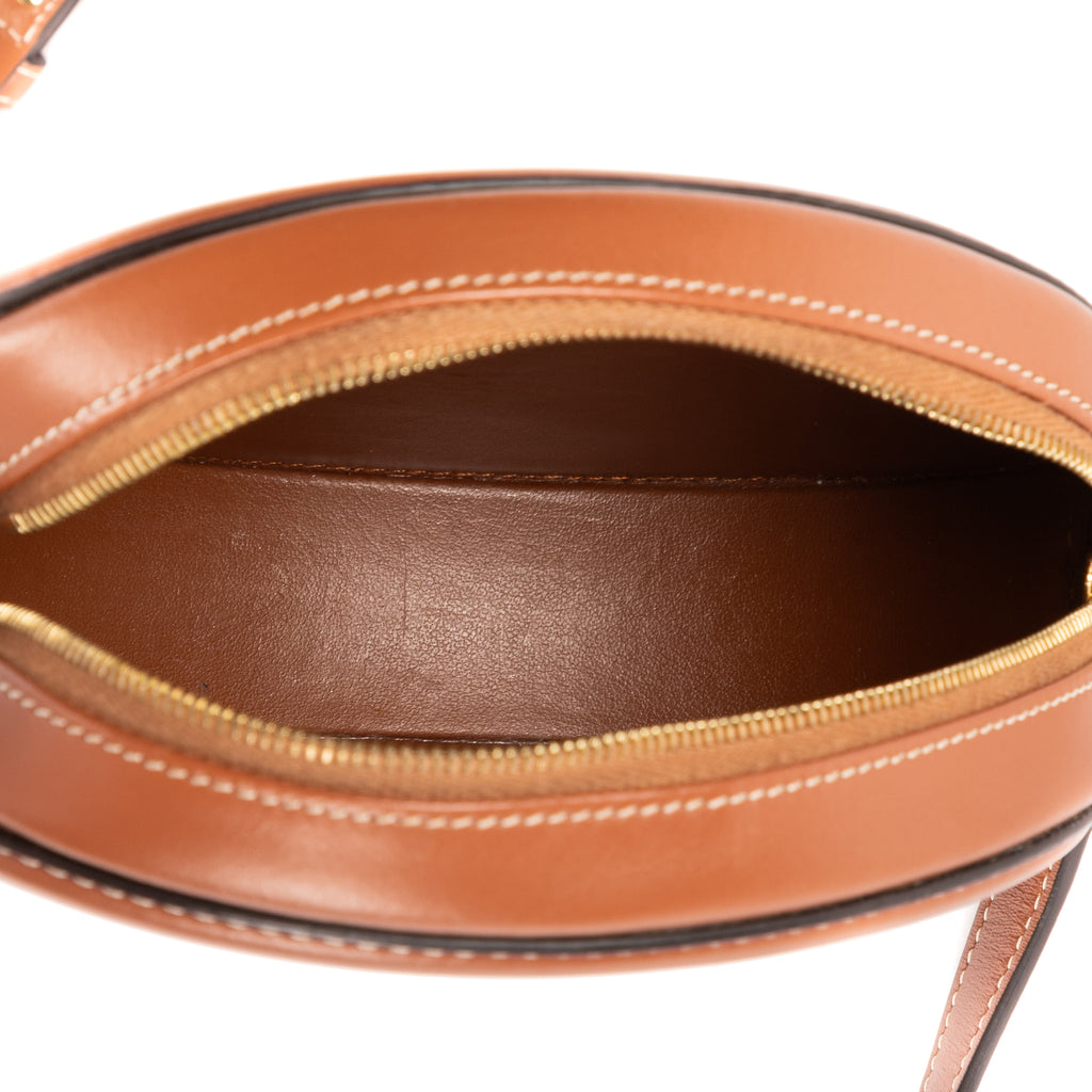 Shoulder Bag Cuir Triomphe Oval Purse Brown Calfskin Leather