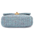 Shoulder Bag 19 Flap Bag Medium Blue Quilted Tweed Canvas