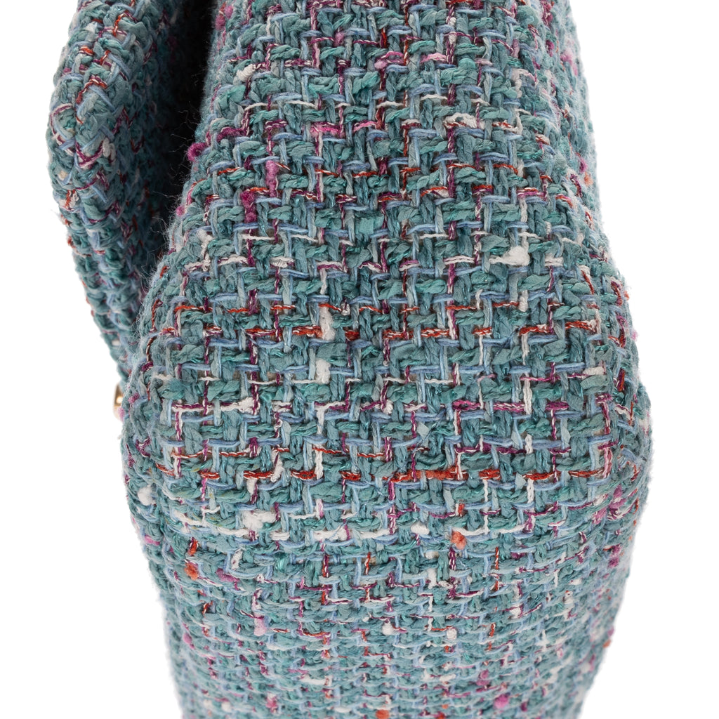 Shoulder Bag 19 Flap Bag Medium Blue Quilted Tweed Canvas