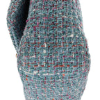 Shoulder Bag 19 Flap Bag Medium Blue Quilted Tweed Canvas