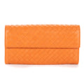 Wallet Long Wallet Flap Orange Intrecciato Calfskin Leather
