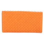 Wallet Long Wallet Flap Orange Intrecciato Calfskin Leather