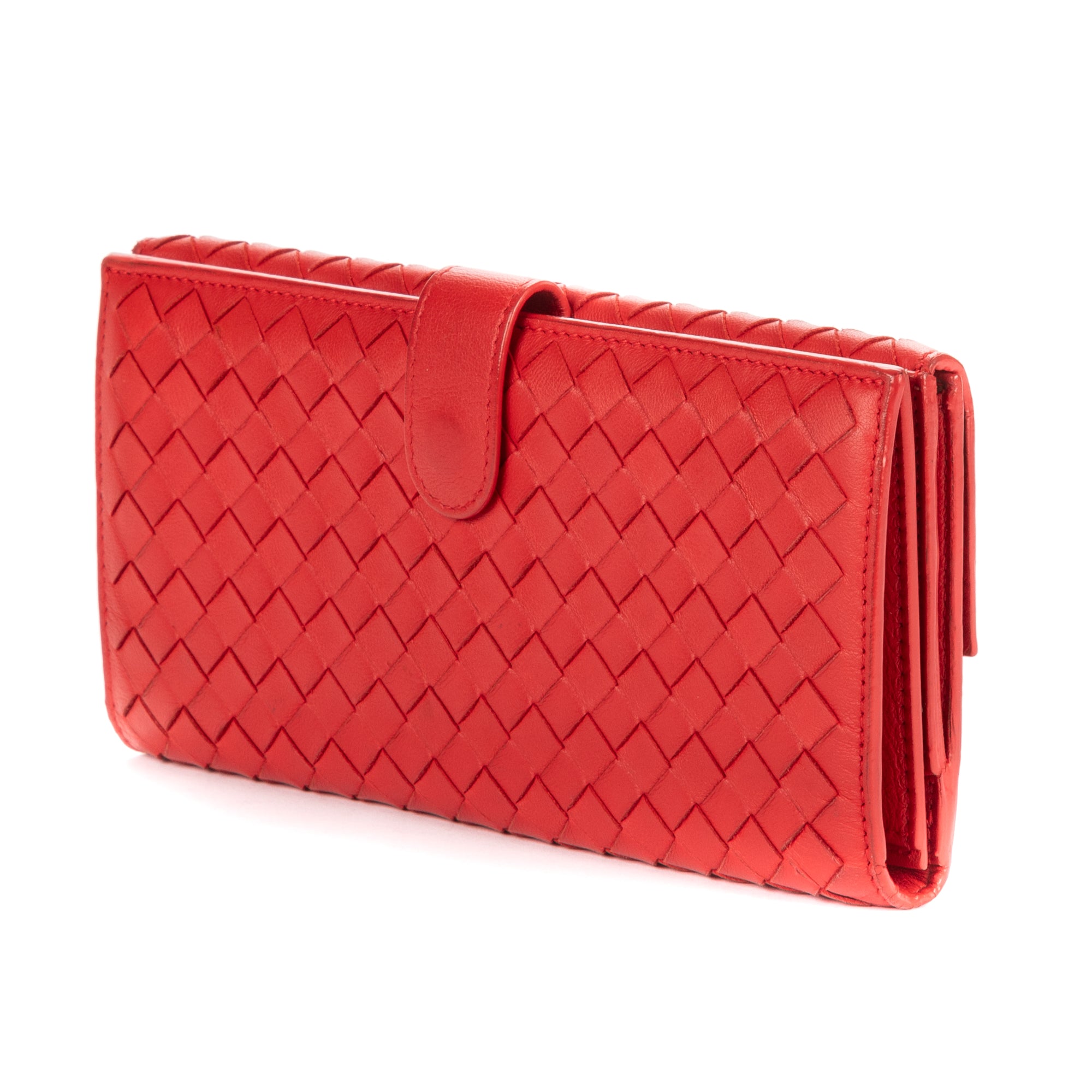 Wallet Long Wallet Flap Red Intrecciato Calfskin Leather