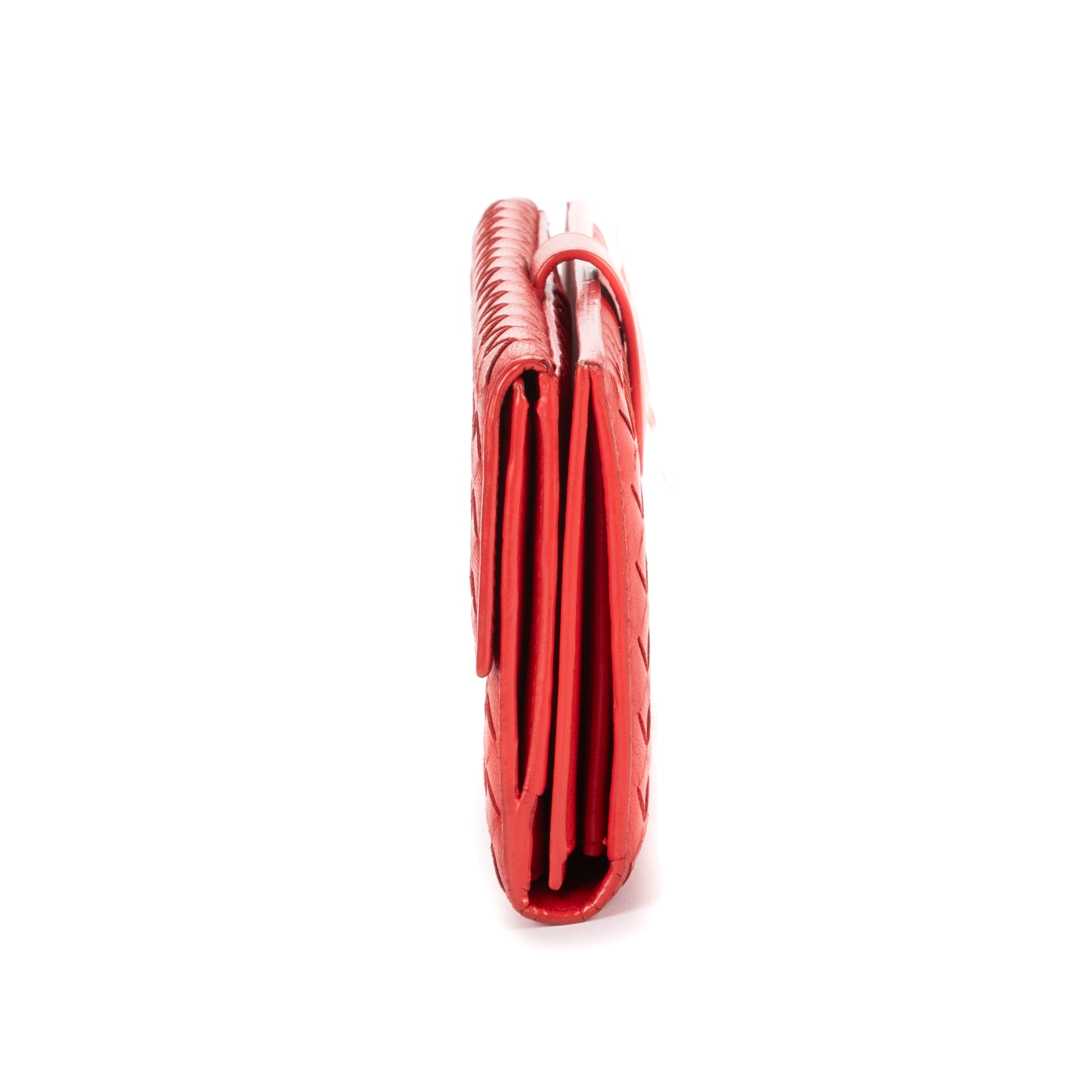 Wallet Long Wallet Flap Red Intrecciato Calfskin Leather