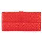 Wallet Long Wallet Flap Red Intrecciato Calfskin Leather